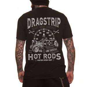 Dragstrip Clothing East Side Kustom Black / White/grey Print T`shirt